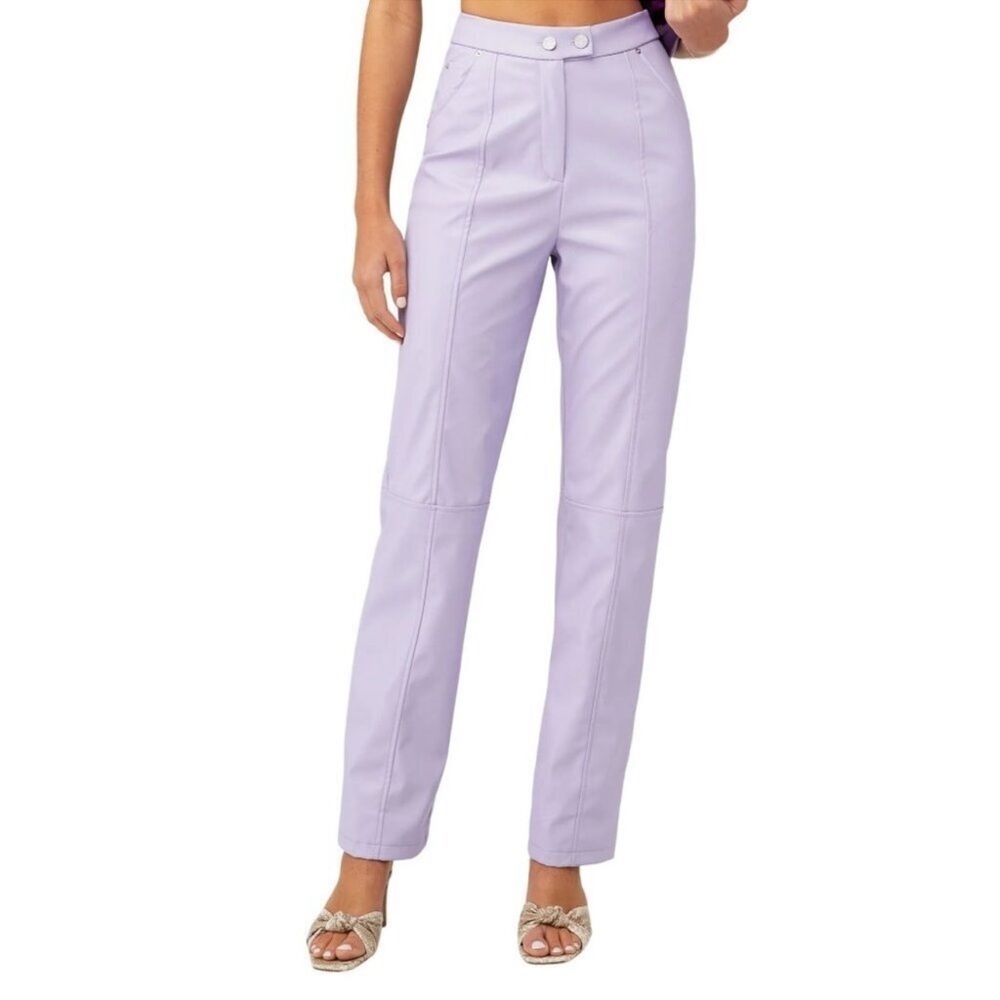 4th & Reckless Tropez Faux Leather Lilac Trouser Pants size XS - Picture 4 of 12